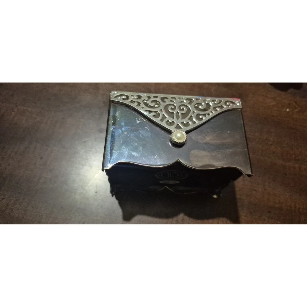 Silver Plated Filigree Trinket Jewelry Box T.R. 3 1/2X2 1/2X2 1/4